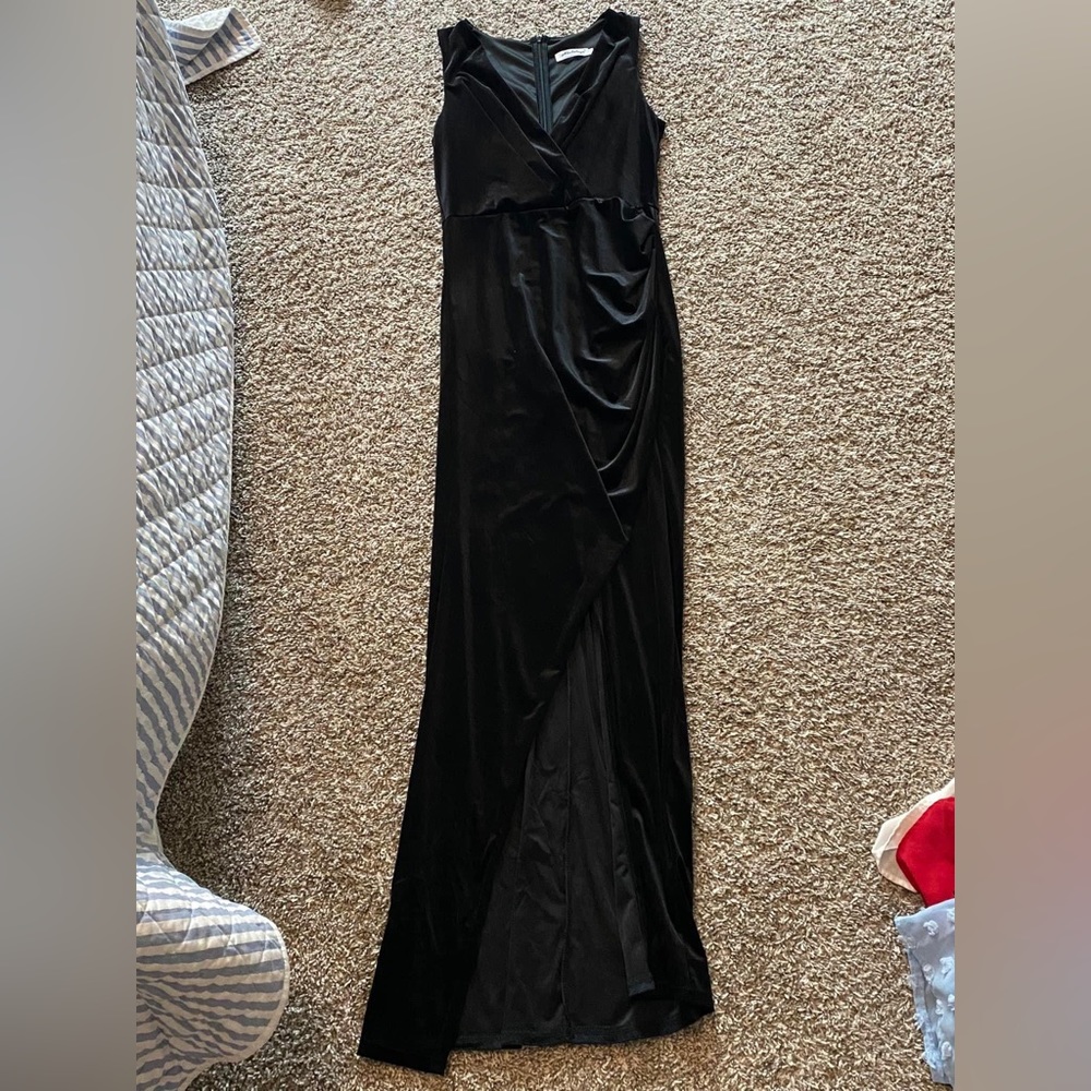 Black velvet formal dress